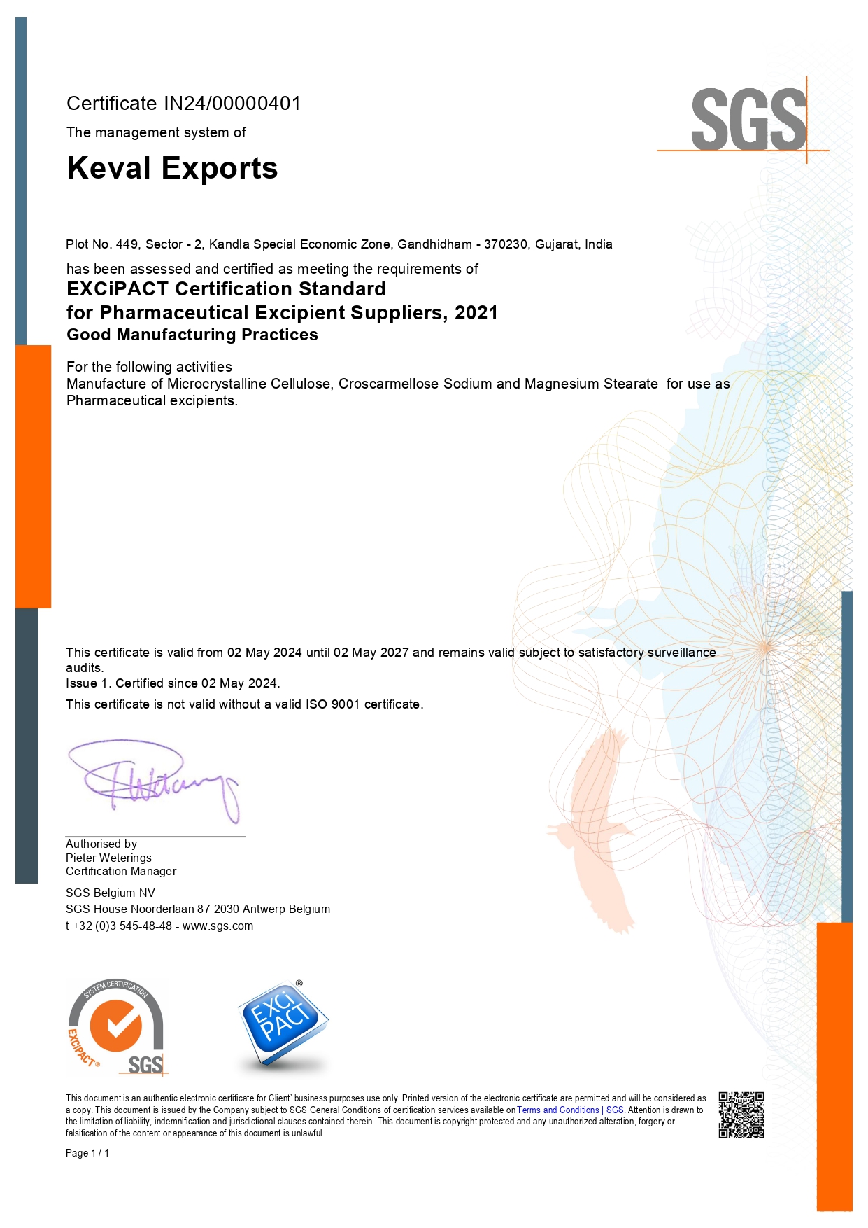 GMP Certificate - Foods & Drug Control Administration